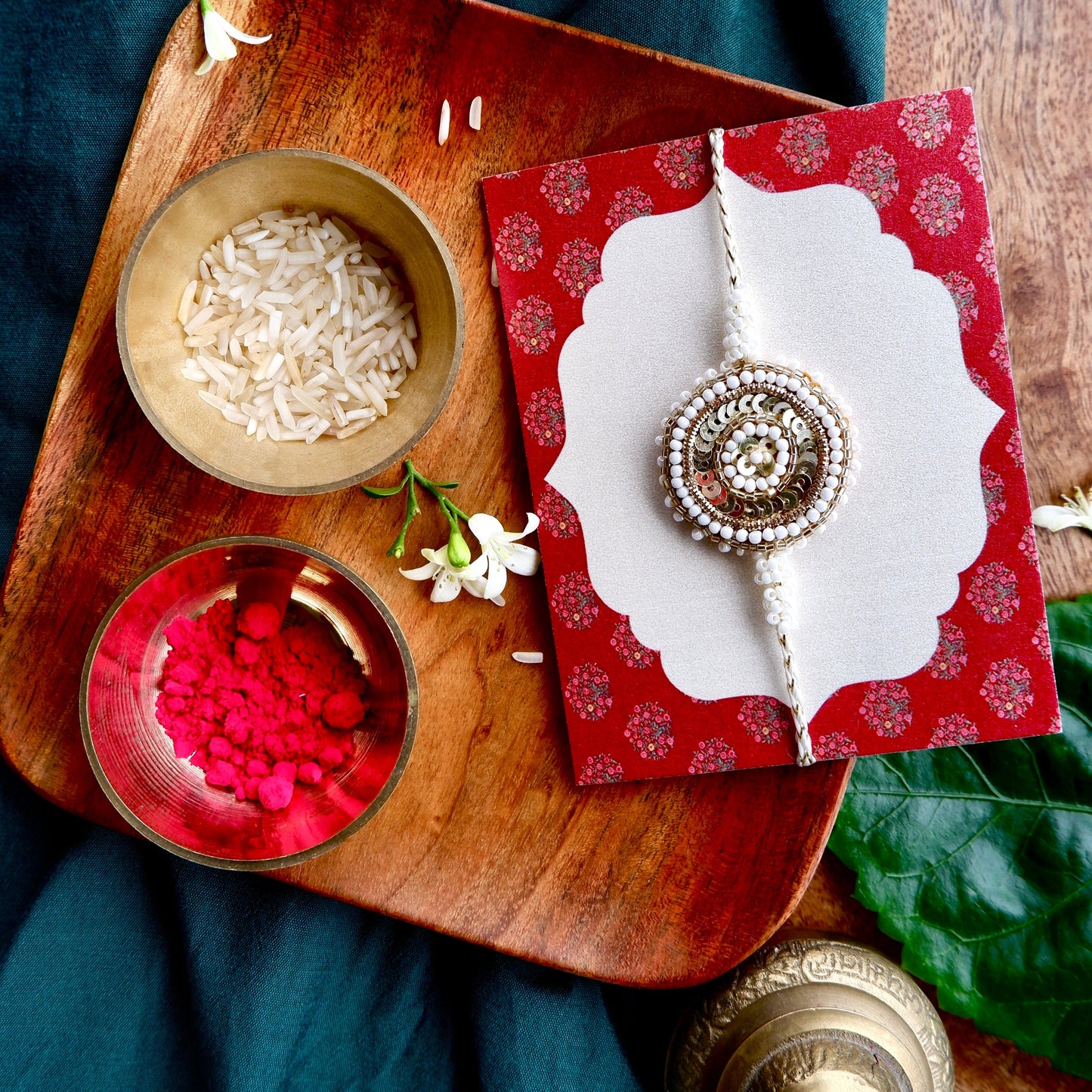 Golden Tikki Work Zardozi Rakhi
