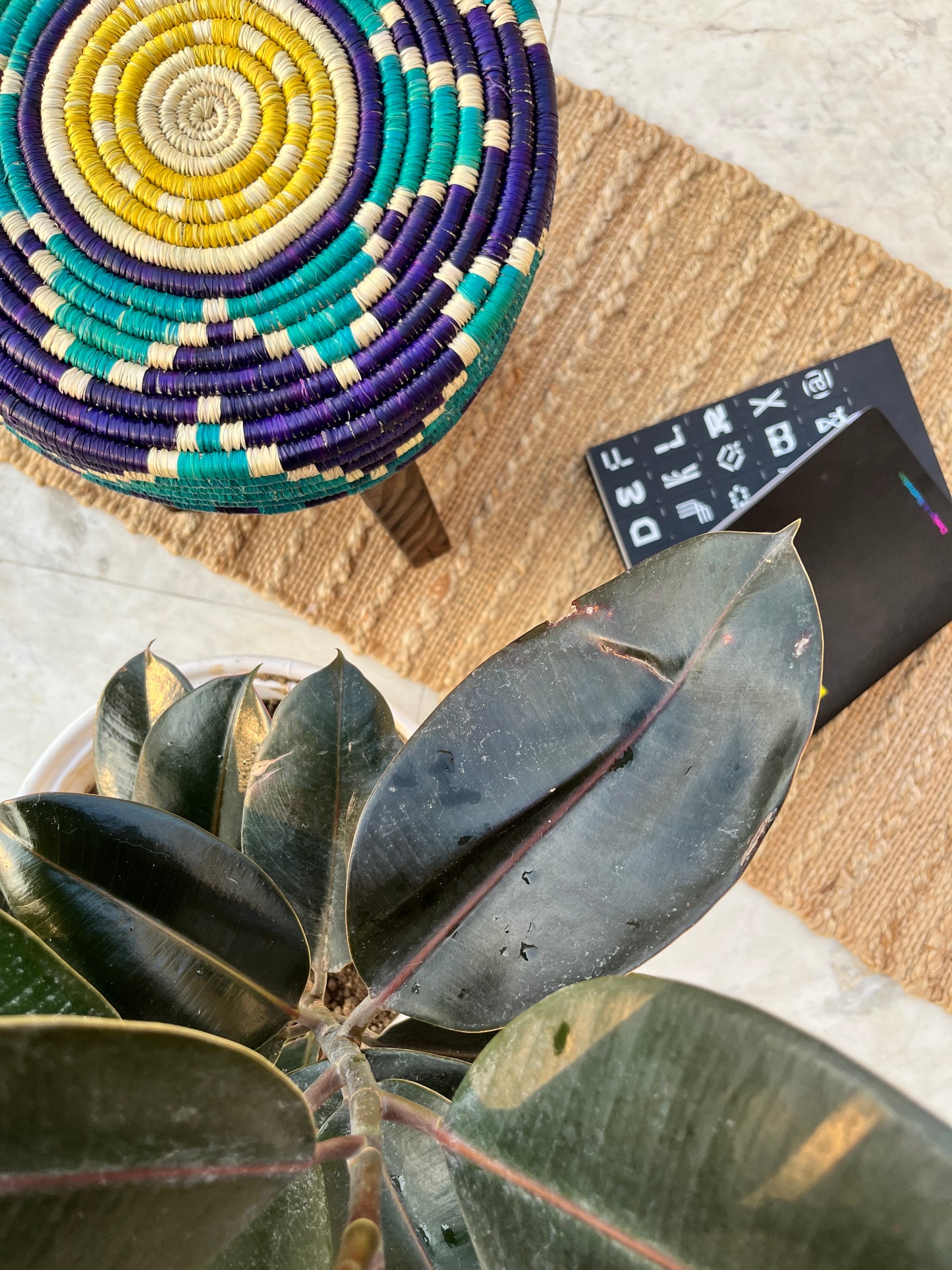 Moonj Grass Stool - Aqua/Hand Made