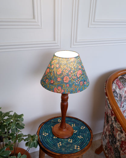 Arthat  Heritage Table  Lamp - Turquoise Blue Floral Block Print