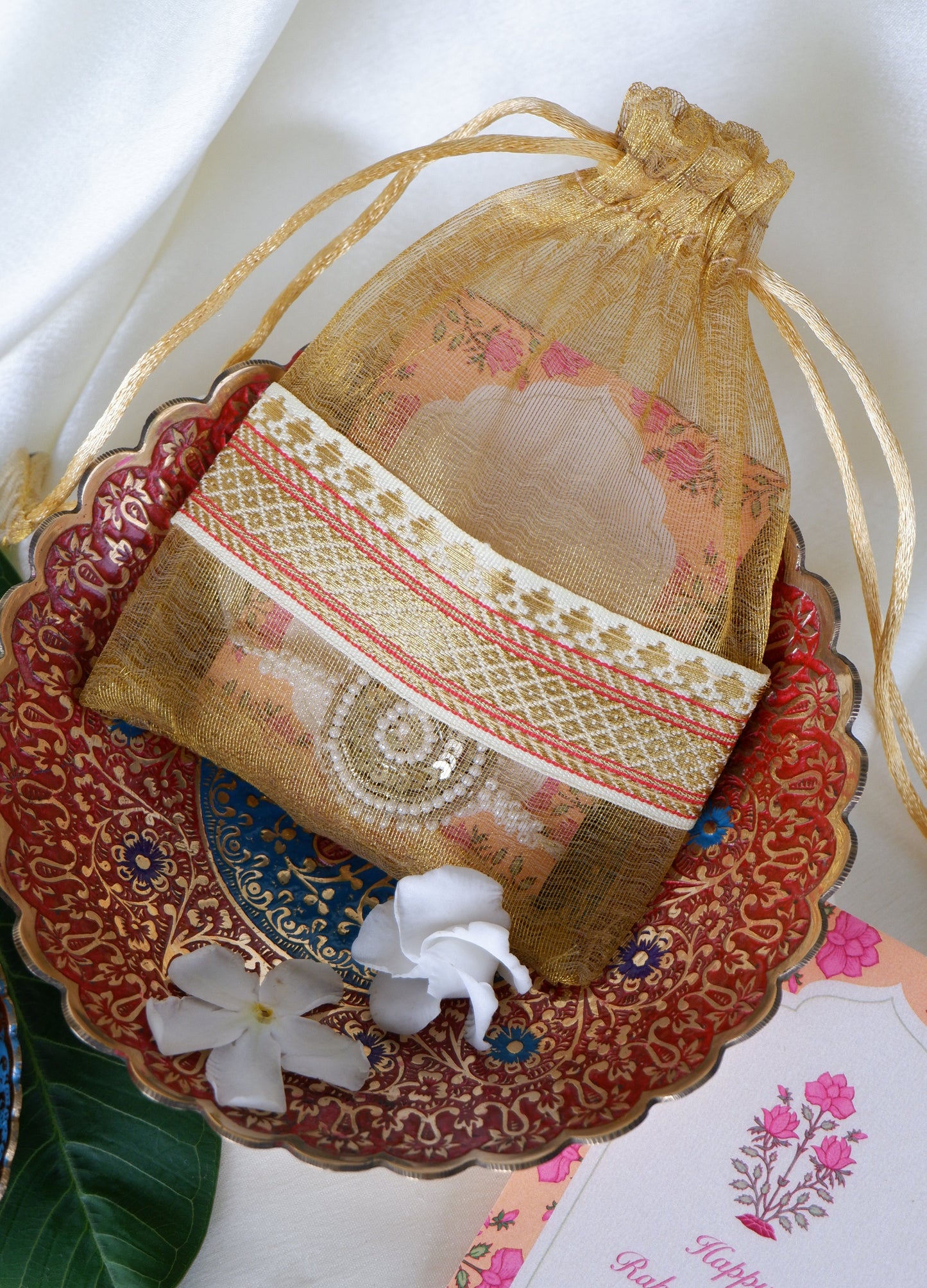 Arthat Gulab Moti  Rakhi  (Set of two )