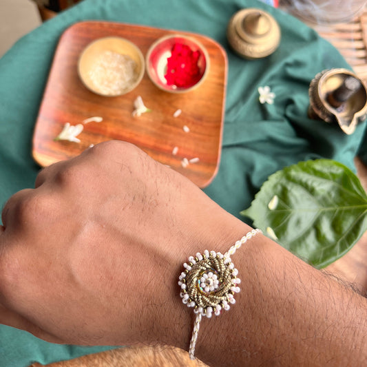 Pearl Elegance  Zardozi Rakhi
