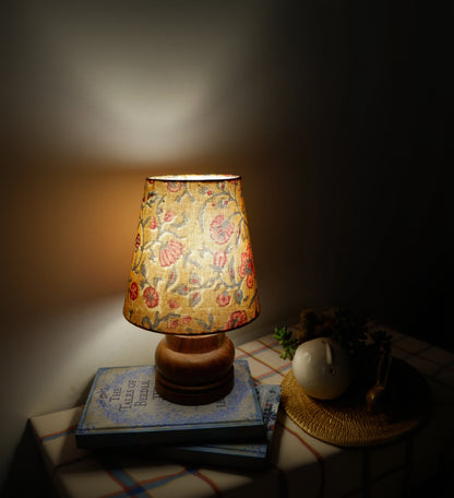 Mini Table Lamp – Handcrafted in Block Printed Fabric & Sheesham Wood