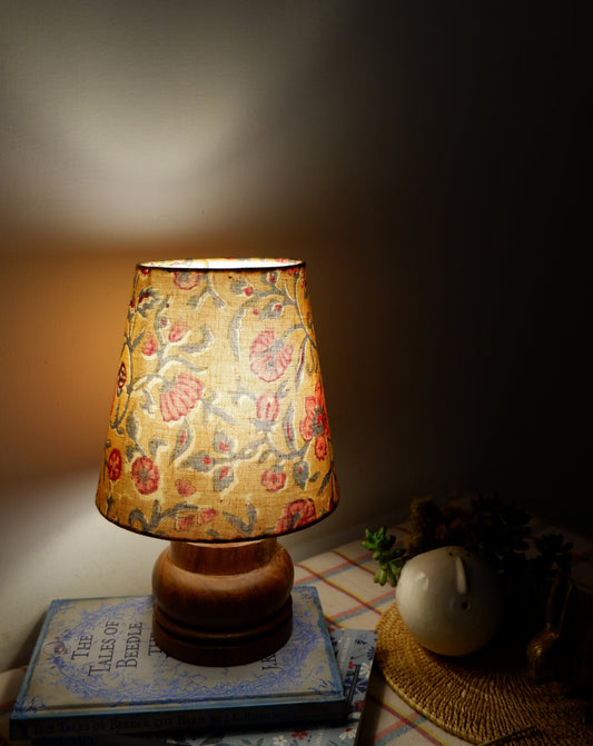Arthat Mini Table Lamp – Sanganeri Floral Ochre Block Print