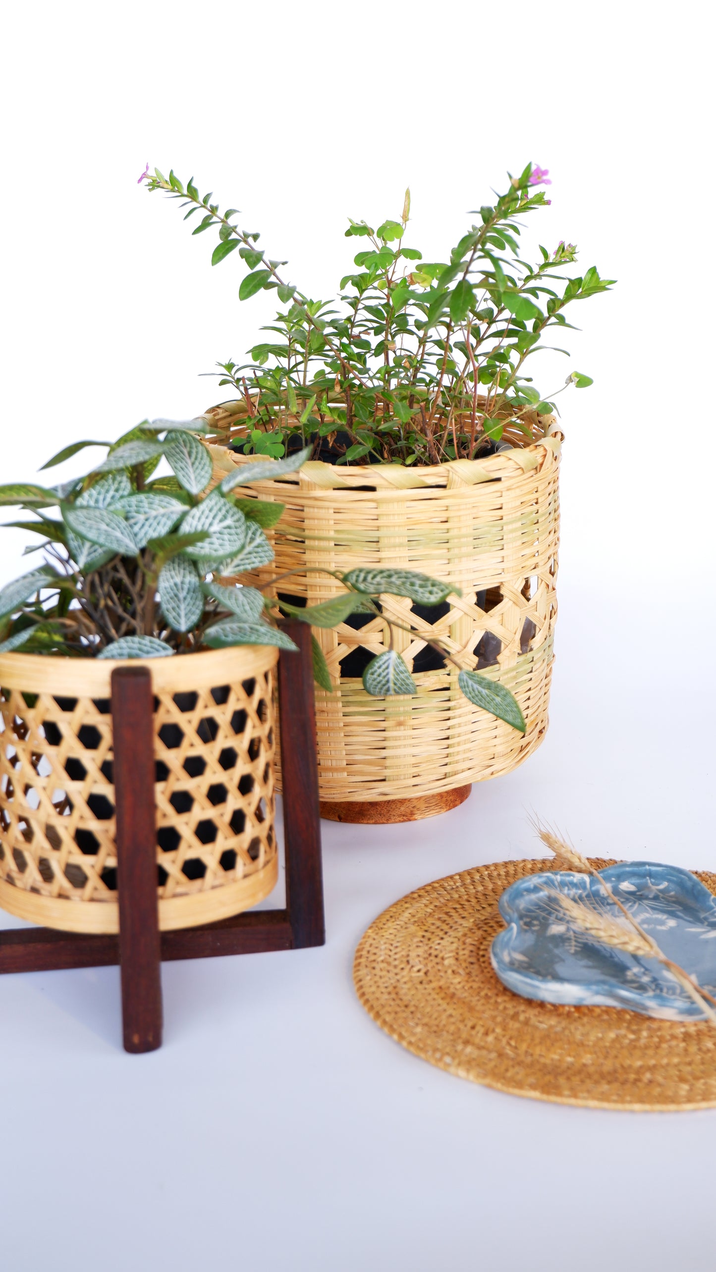 CLASSIC HAND MADE  BAMBOO PLANTER SET