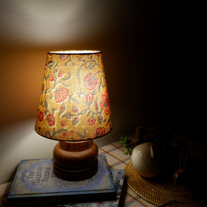 Arthat Mini Table Lamp – Sanganeri Floral Ochre Block Print