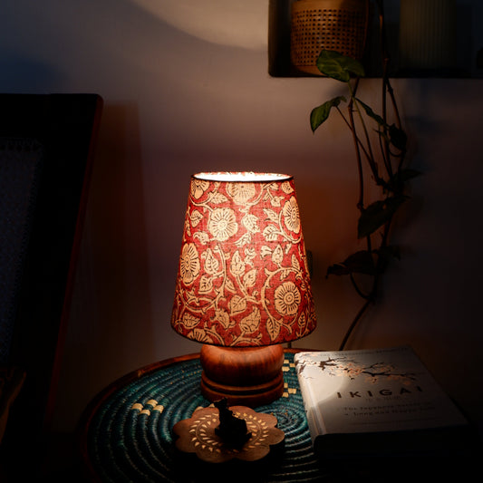 Arthat Mini Table Lamp – Sanganeri Terracotta Floral Block Print