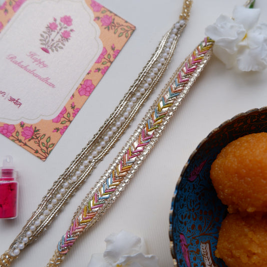 Arthat Gulab Moti  Rakhi  (Set of two )