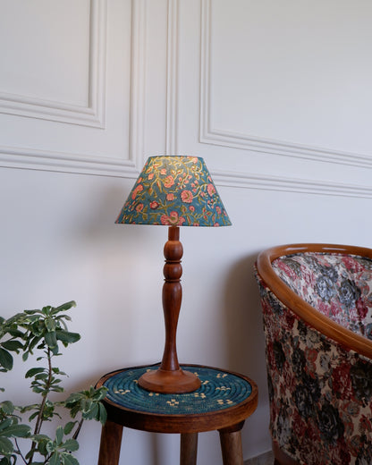 Arthat  Heritage Table  Lamp - Turquoise Blue Floral Block Print