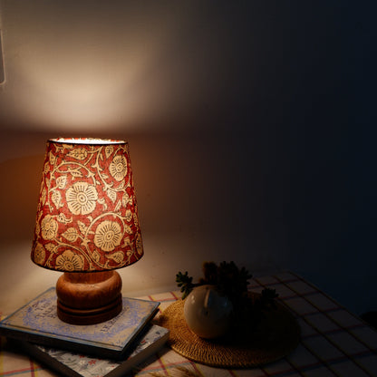 Mini Table Lamp – Handcrafted in Block Printed Fabric & Sheesham Wood