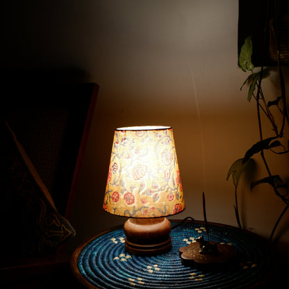 Mini Table Lamp – Handcrafted in Block Printed Fabric & Sheesham Wood