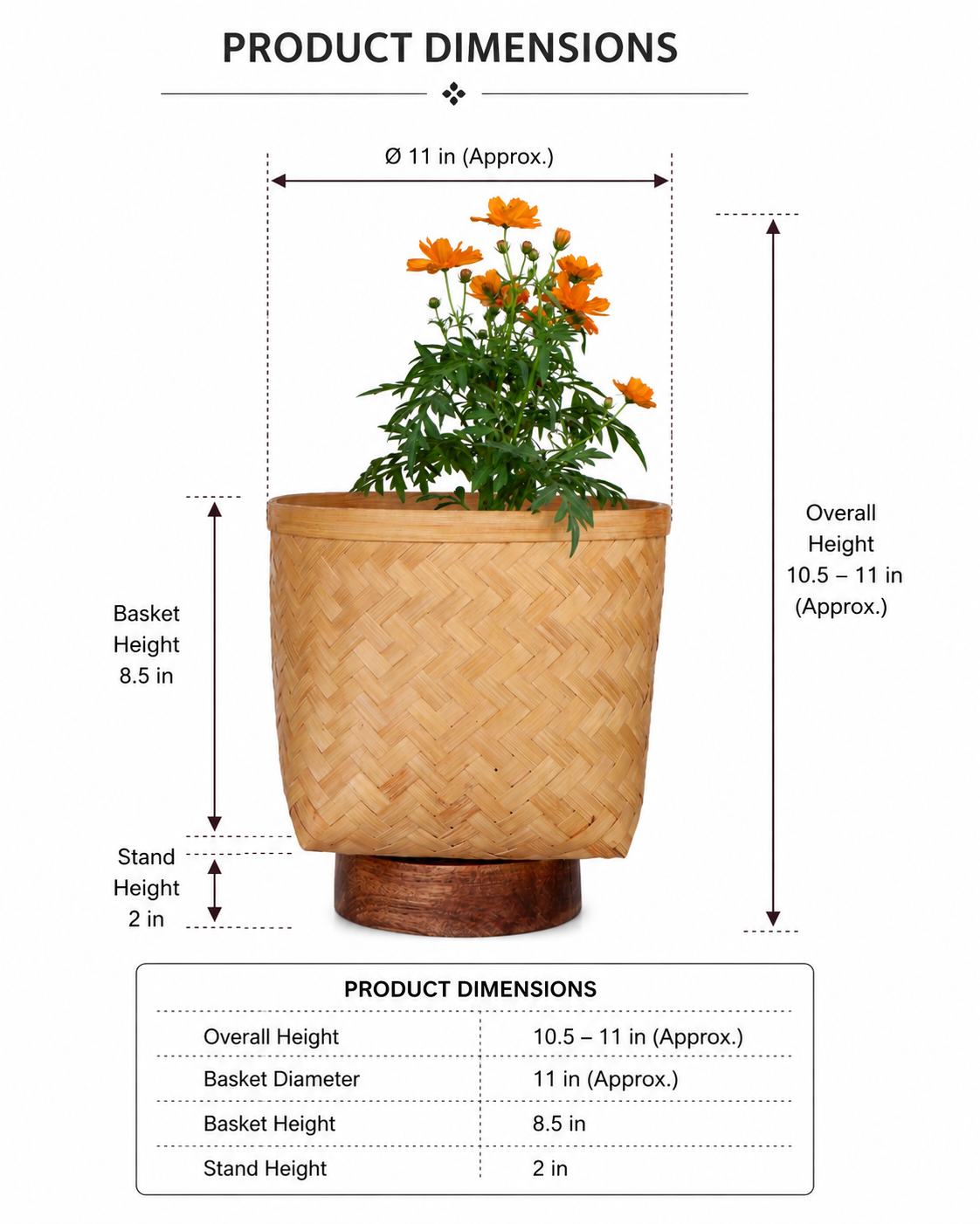 BAMBOO PLANTER WITH STAND - NATURAL