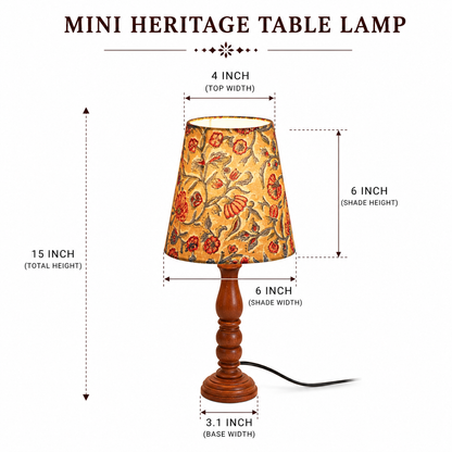 Arthat Mini Heritage Lamp - Floral Ochre Block Print