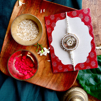 Golden Tikki Work  Zardozi Rakhi