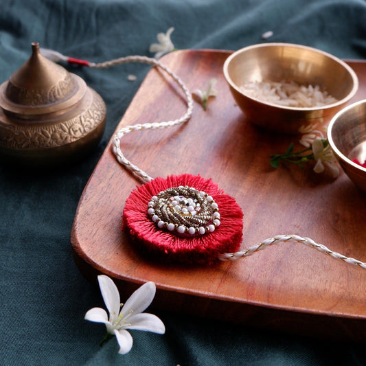 Classic Maroon Resham Zardozi Rakhi