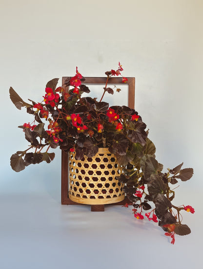BAMBOO HANDMADE PLANTER WITH WOODEN HANDLE