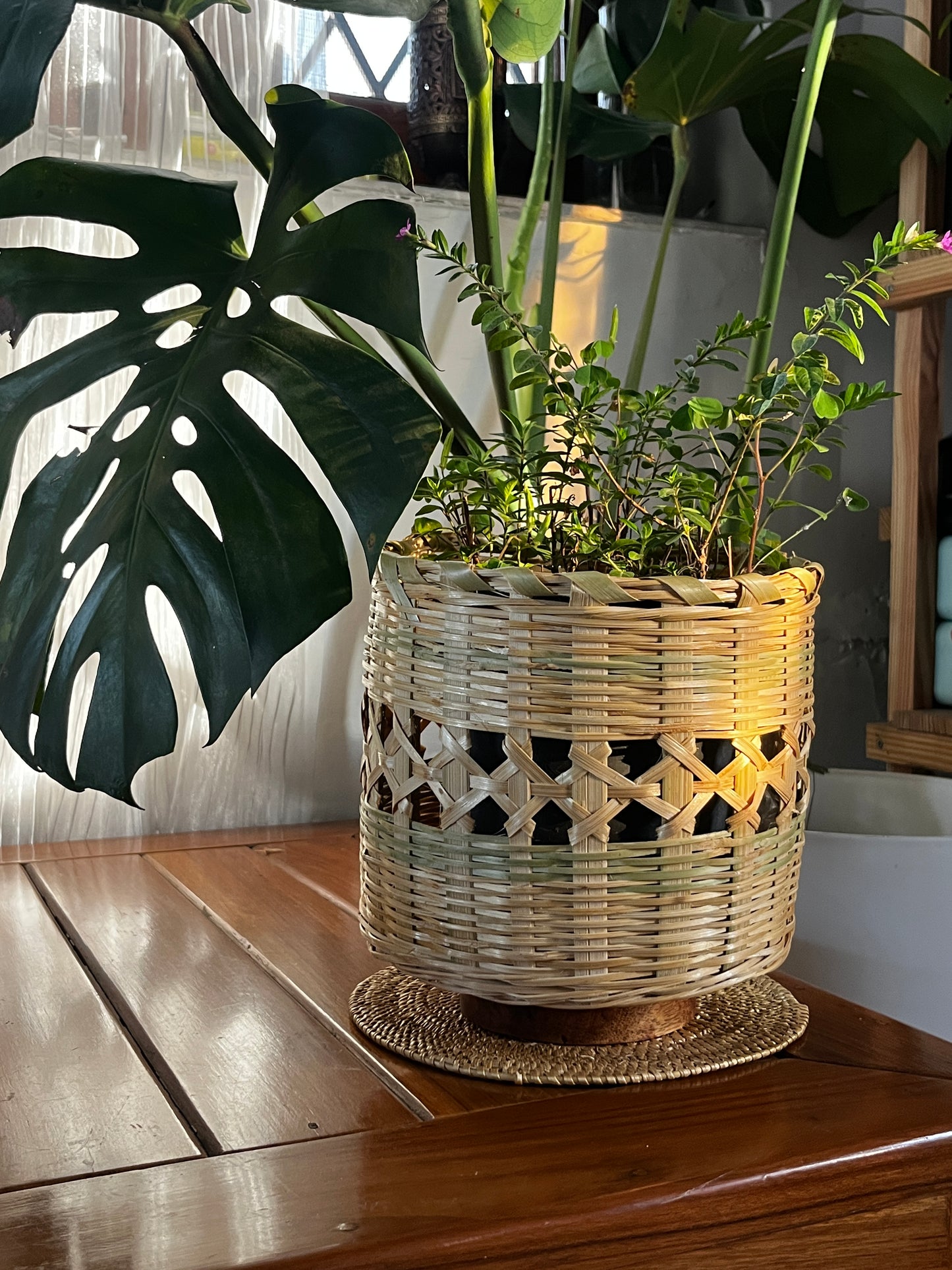 CLASSIC HAND MADE  BAMBOO PLANTER SET