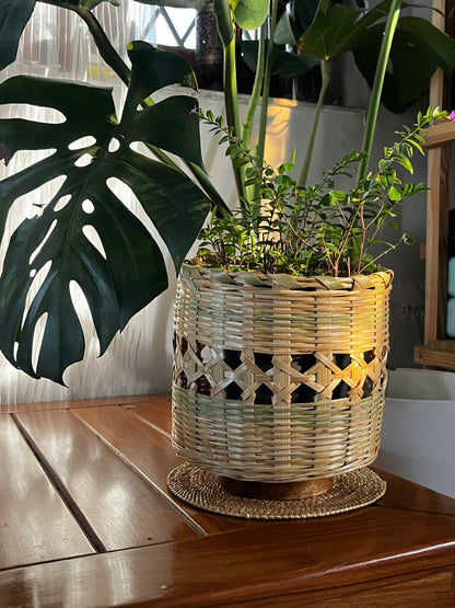 CLASSIC HAND MADE  BAMBOO PLANTER SET