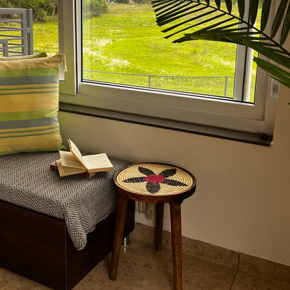 Moonj Grass - Mango Wood Accent  Table - Earthen Blossom