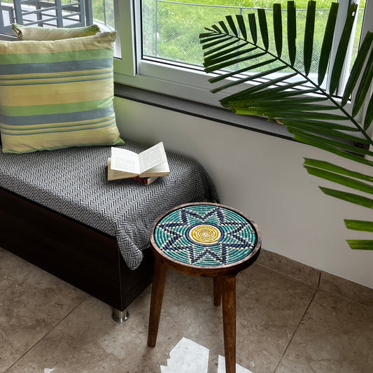 Moonj Grass  Mango Wood  Accent Table