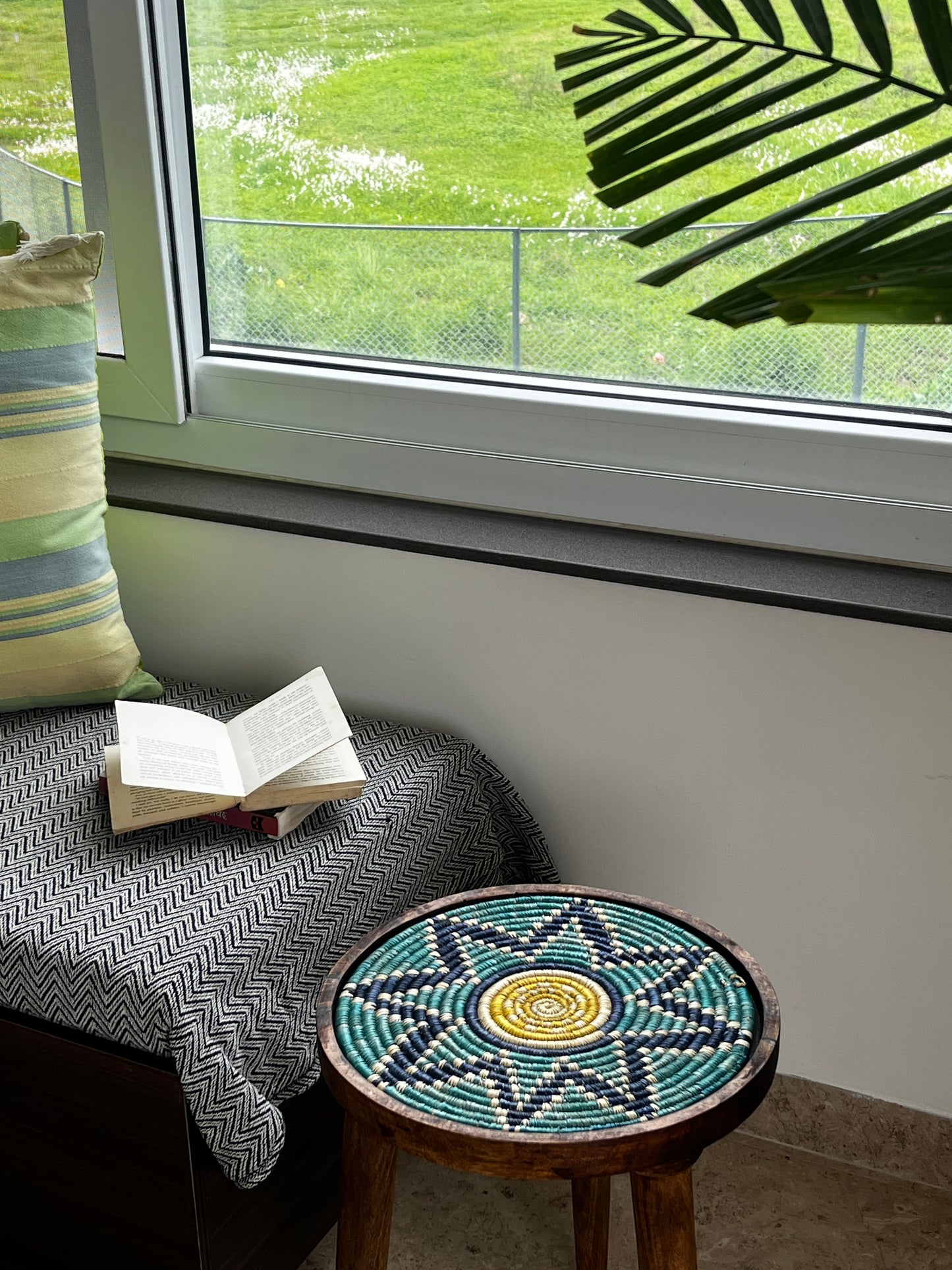Moonj Grass  Mango Wood  Accent Table