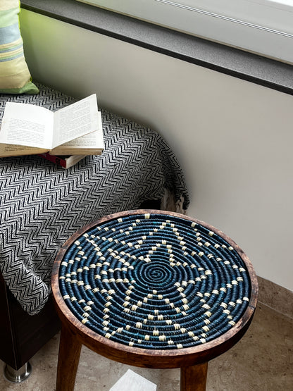 Moonj Grass  Mango Wood Indigo Accent Table