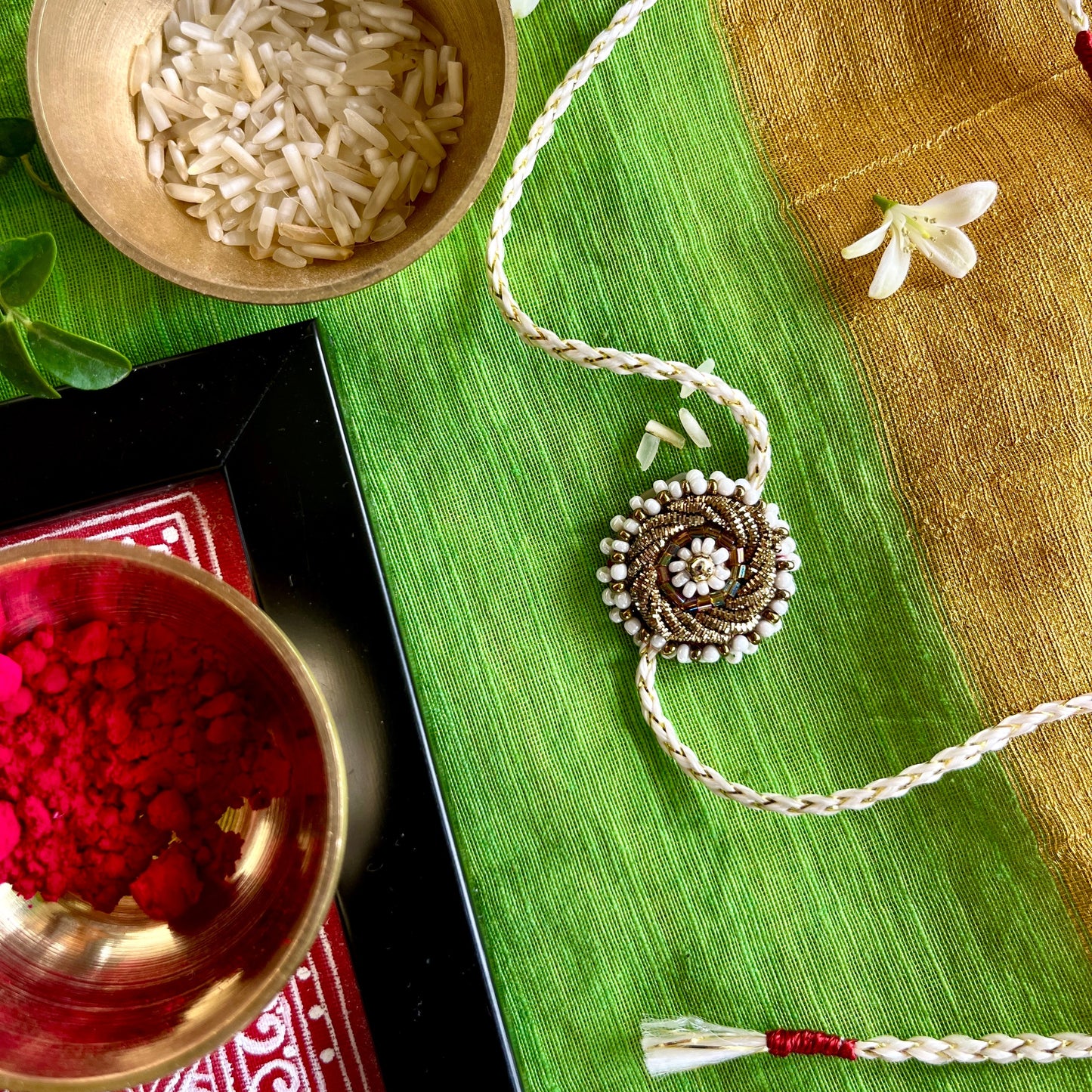 Pearl Elegance  Zardozi Rakhi