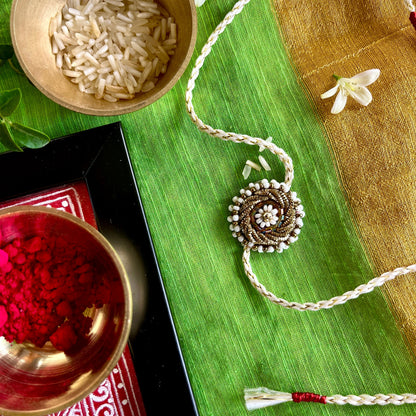 Pearl Elegance  Zardozi Rakhi