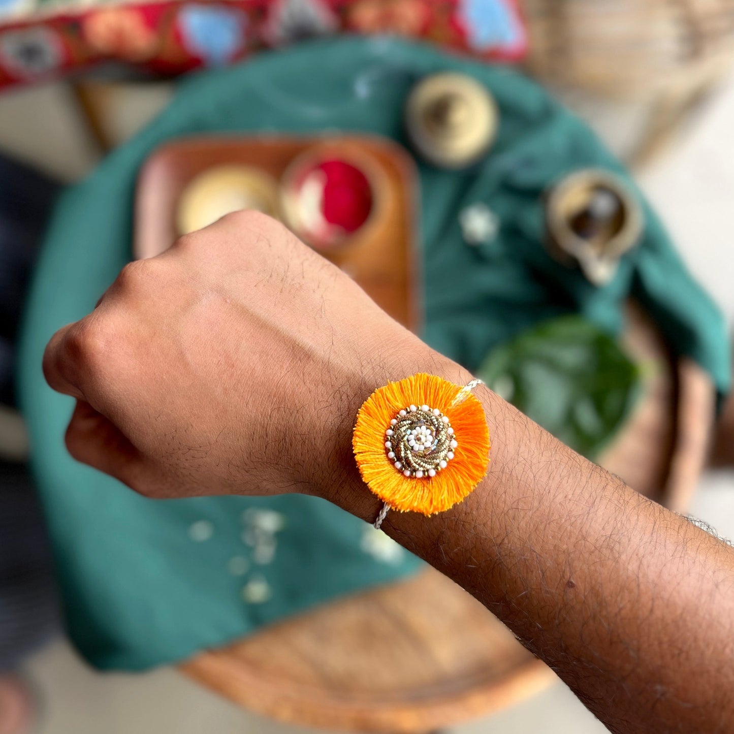 Classic Golden Resham Zardozi Rakhi (Without Box)