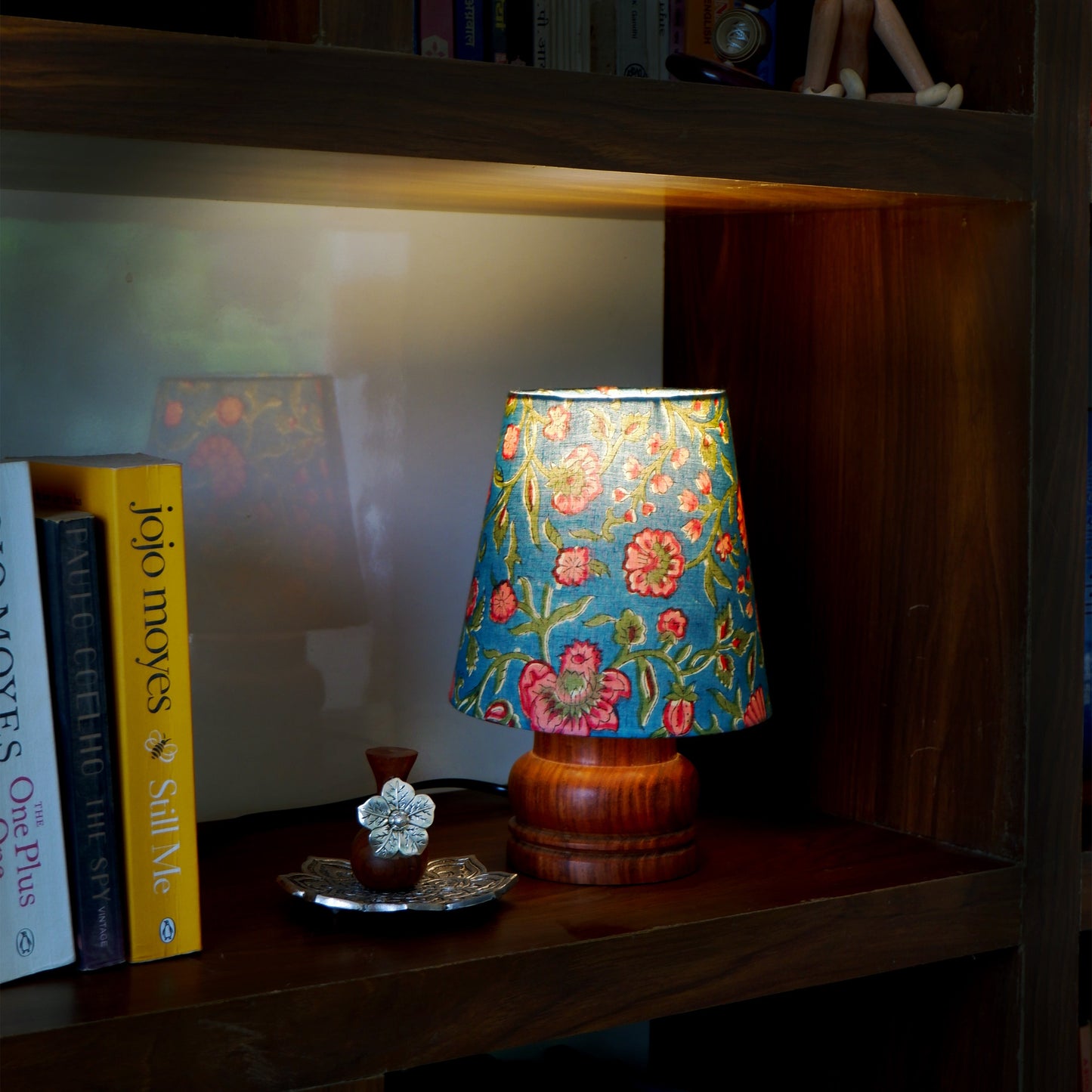 Mini Table Lamp – Handcrafted in Block Printed Fabric & Sheesham Wood