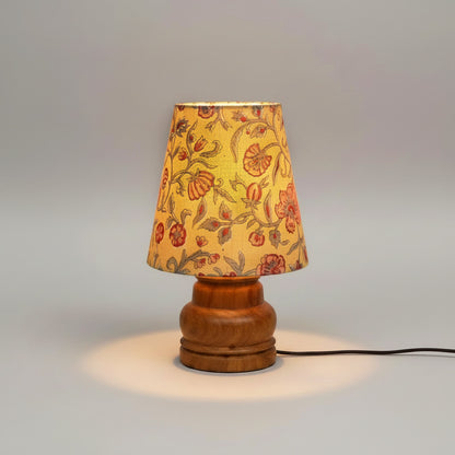 Mini Table Lamp – Handcrafted in Block Printed Fabric & Sheesham Wood