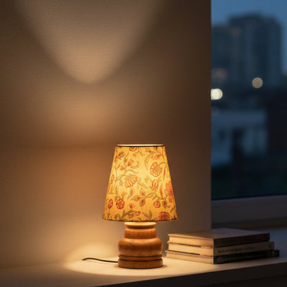 Mini Table Lamp – Handcrafted in Block Printed Fabric & Sheesham Wood