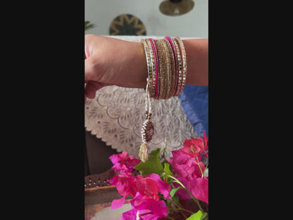 Classic Golden Resham Rakhi + Lumba  set ( With Rosewood  Box Packaging )